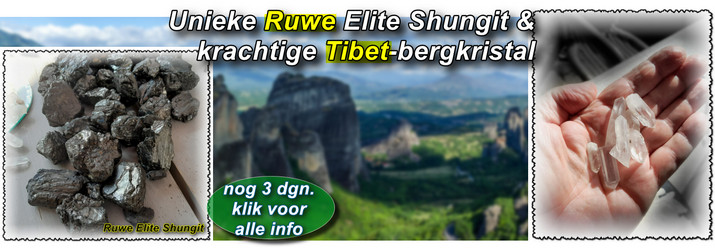 Tibet kristal en Ruwe elite shungit banner NB